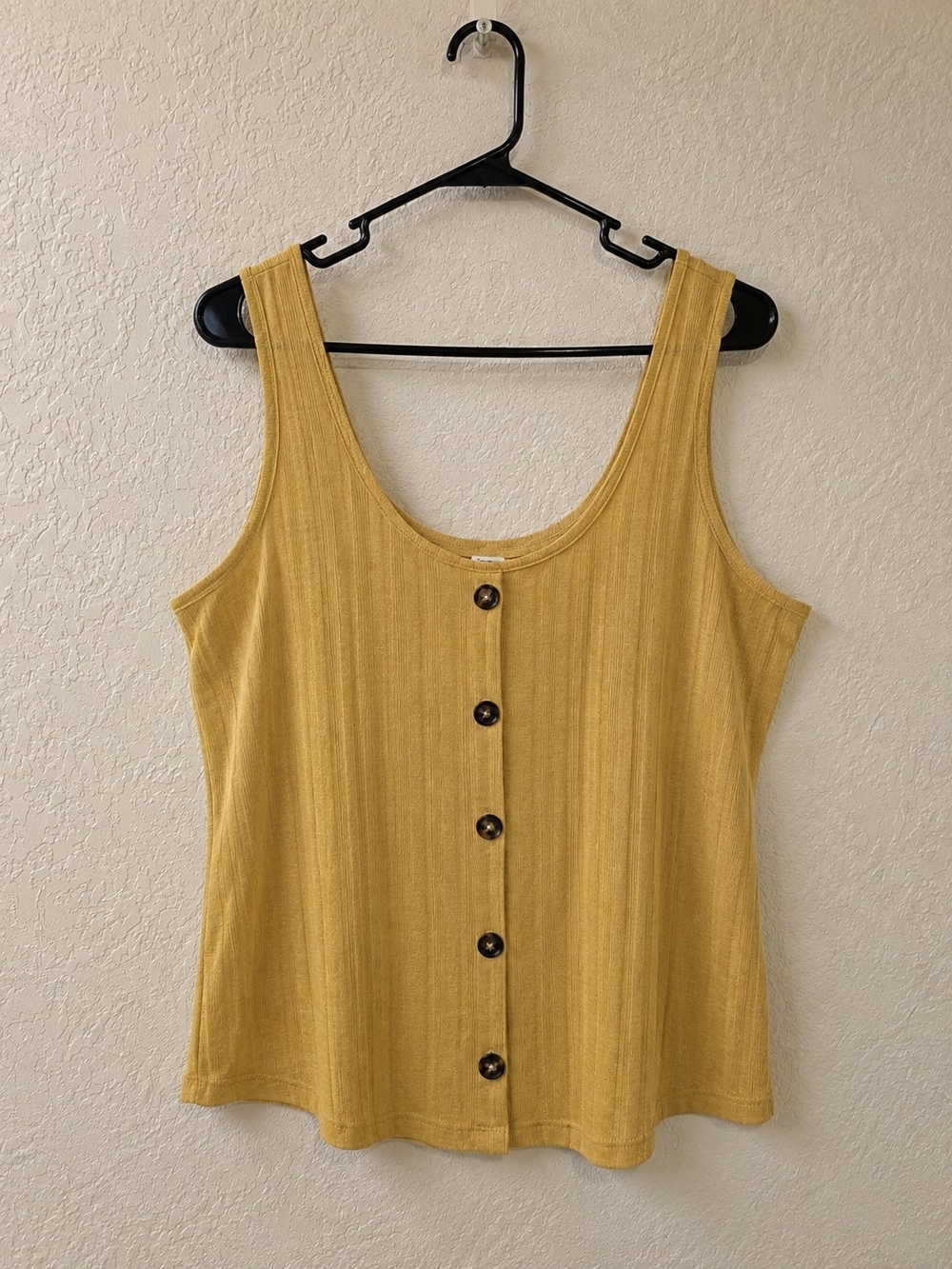 Maurices Mustard Ribbed Button-Front Tank